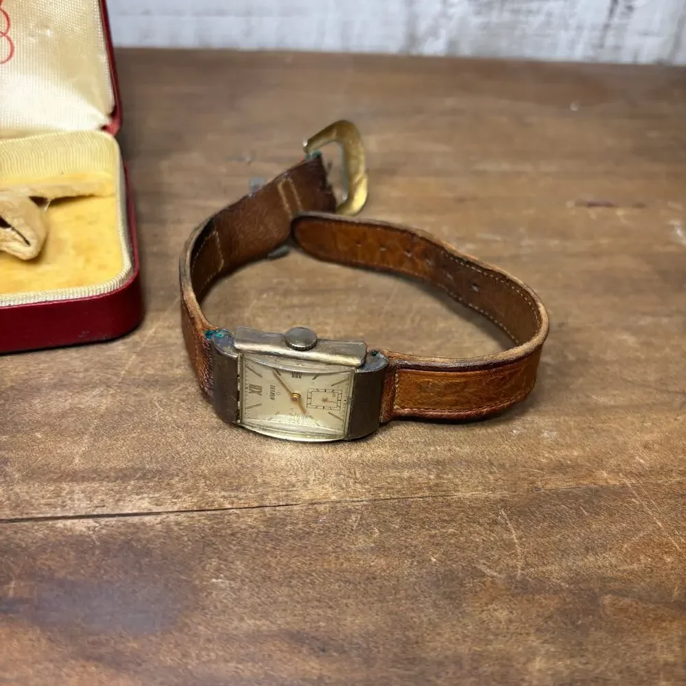 Vintage Harvel Tank Wristwatch with Red Croton Case
